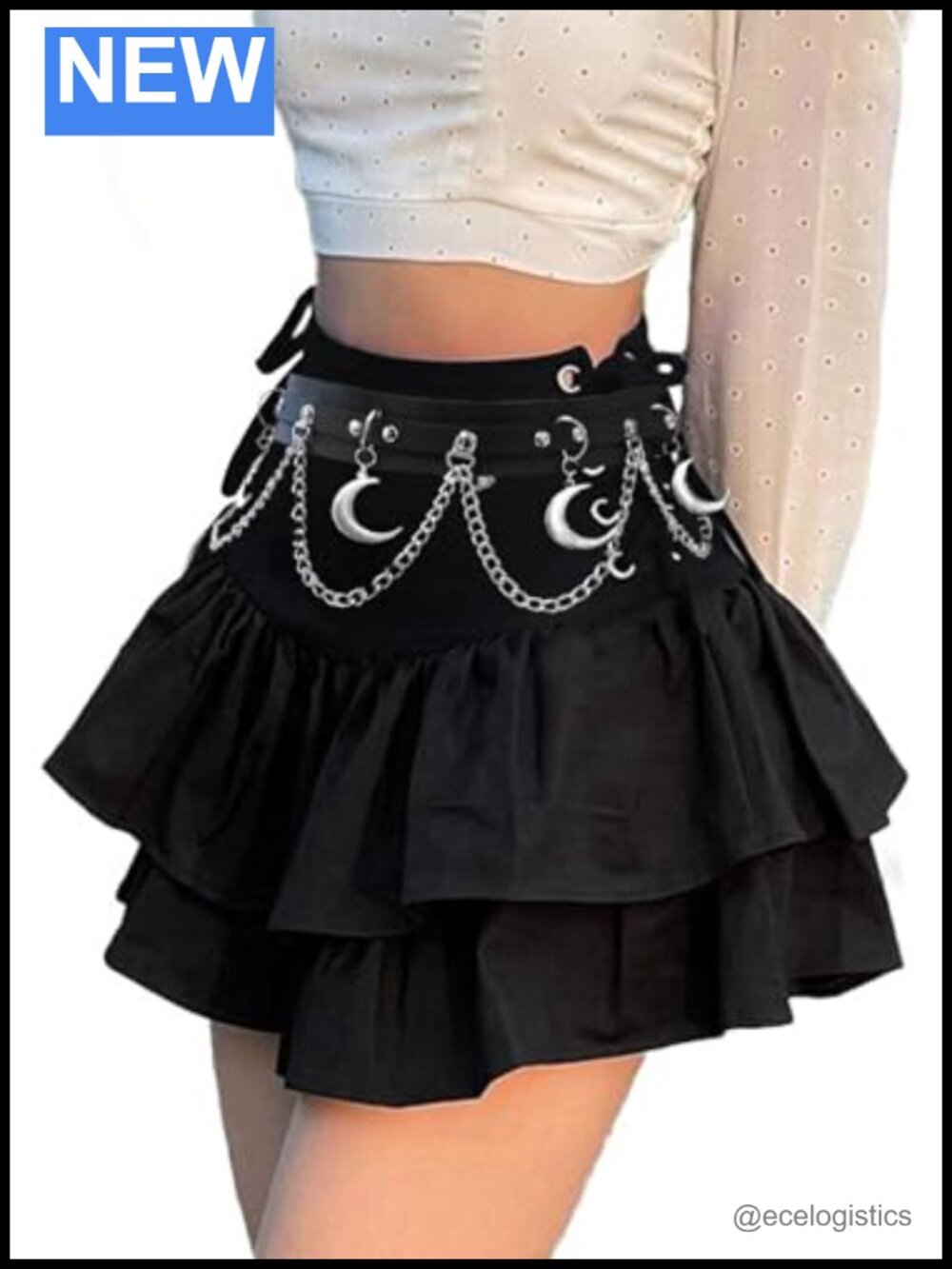 Lace-up Tiered Mini Skirt Gothic Punk Emo Rock Rave Y2K Skirt